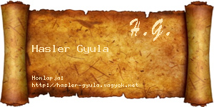 Hasler Gyula névjegykártya